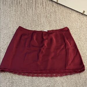 BP Burgundy Mini Skirt with Lace Hem